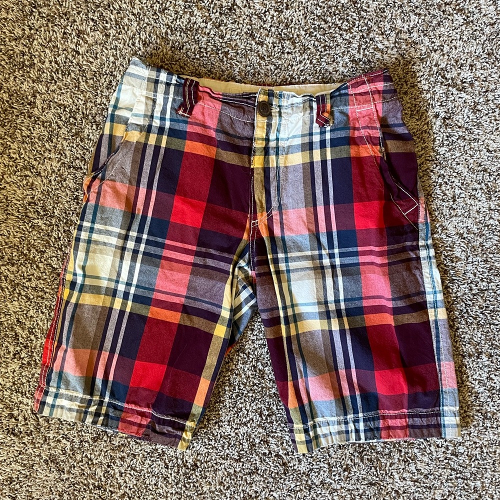 Aeropostale A87 Plaid Shorts Red Blue Yellow Mens / Boys Waist Size 27